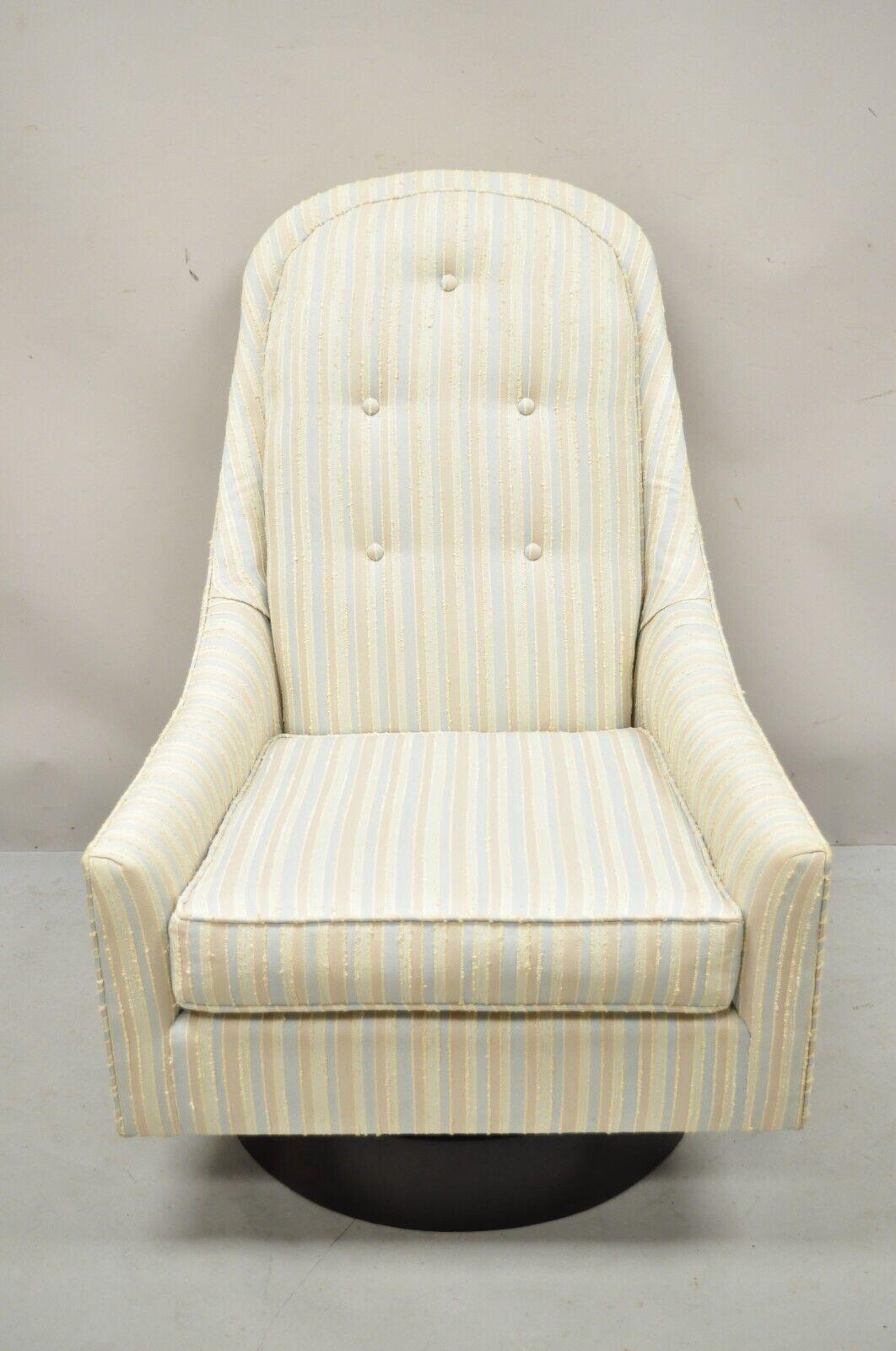 Silla Club Lounge de madera con base giratoria, estilo Milo Baughman, moderna de mediados de siglo en venta 5