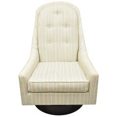 Silla Club Lounge de madera con base giratoria, estilo Milo Baughman, moderna de mediados de siglo