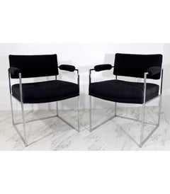 Mid-Century Modern Milo Baughman Thayer Coggin 8 Chrome Cube Dining Armchairs