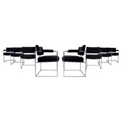 Mid-Century Modern Milo Baughman Thayer Coggin 8 Chrome Cube Dining Armchairs