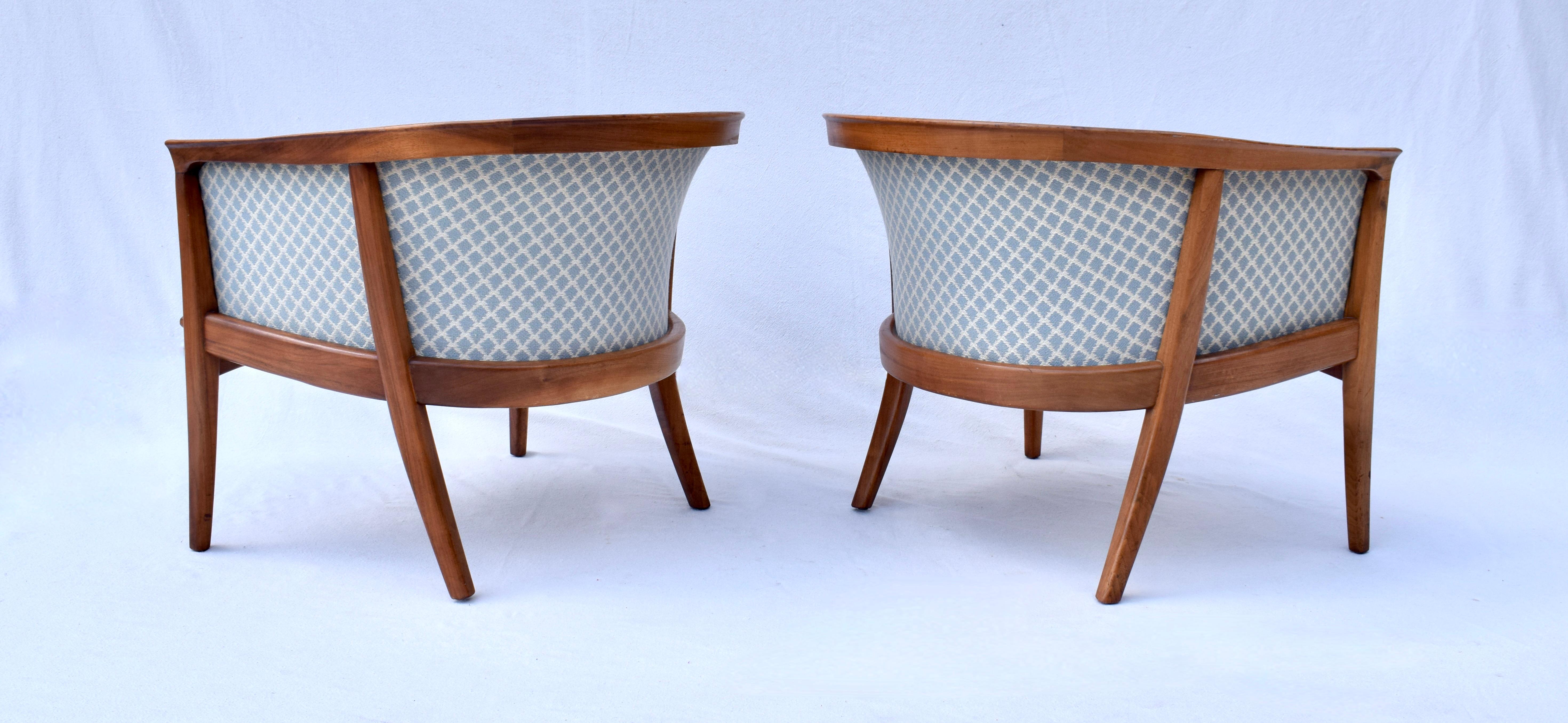 Brocade Mid-Century Modern Milo Baughman Thayer Coggin Barrel Back Club Lounge Chairs For Sale