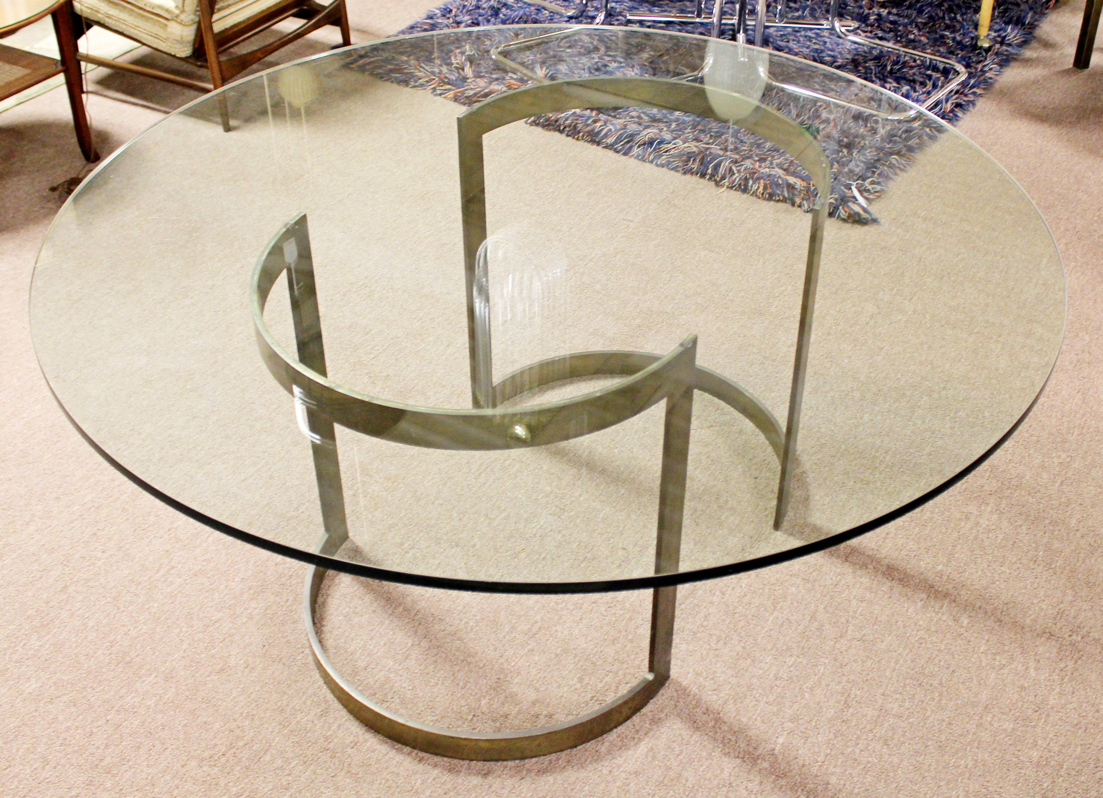 Mid-Century Modern Milo Baughman Thayer Coggin Bronze & Glass Dining Table 1970s 1