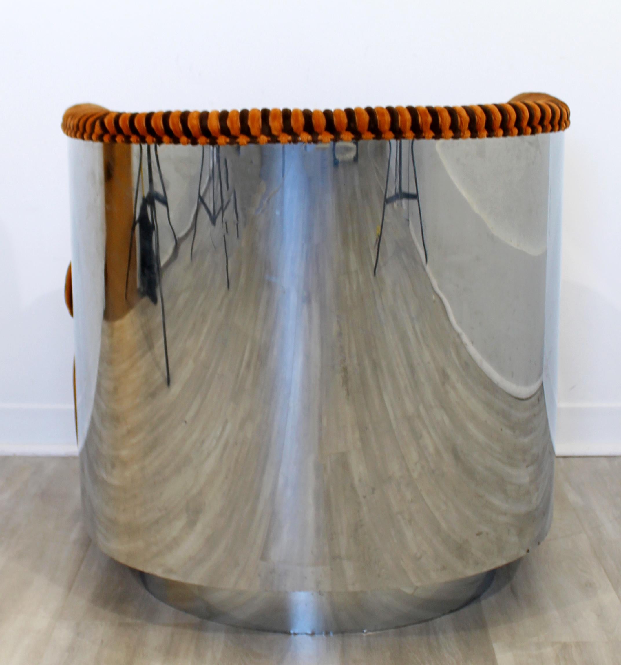 Late 20th Century Mid-Century Modern Milo Baughman Thayer Coggin Chrome Wrapped Swivel Chair 1970s