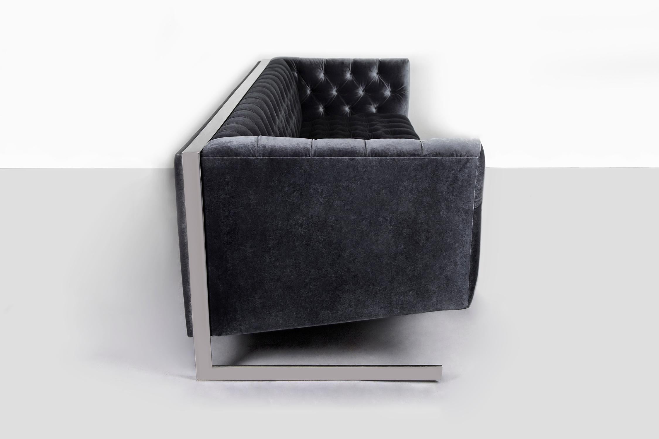 American Mid-Century Modern Milo Baughman Tufted Cantilever Sofa For Sale