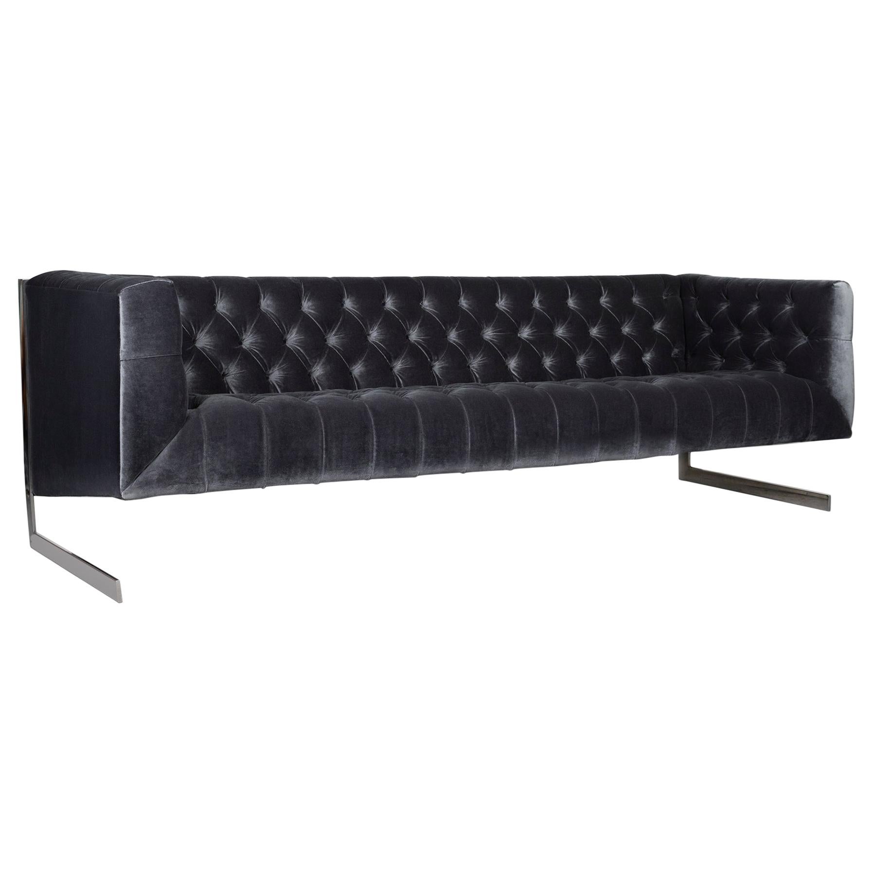 Mid-Century Modern Milo Baughman Tufted Cantilever Sofa For Sale
