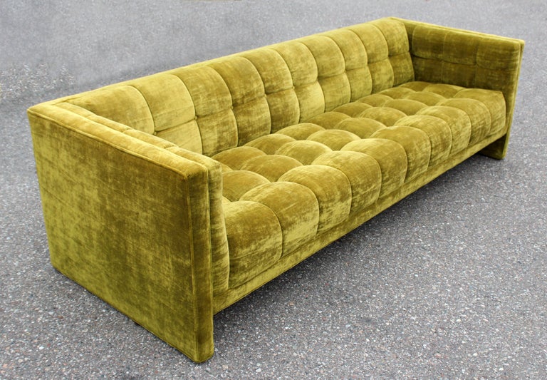 MidCentury Modern Milo Baughman Tufted Tuxedo Velvet Sofa, 1960s