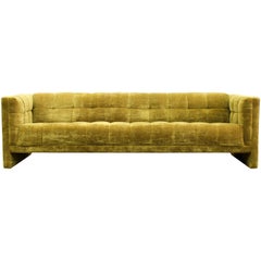 Mid-Century Modern Milo Baughman Tufted Tuxedo Velvet Sofa, 1960s, Dunbar Style