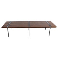 Mid-Century Modern Milo Baughman Walnut and Chrome Coffee Table