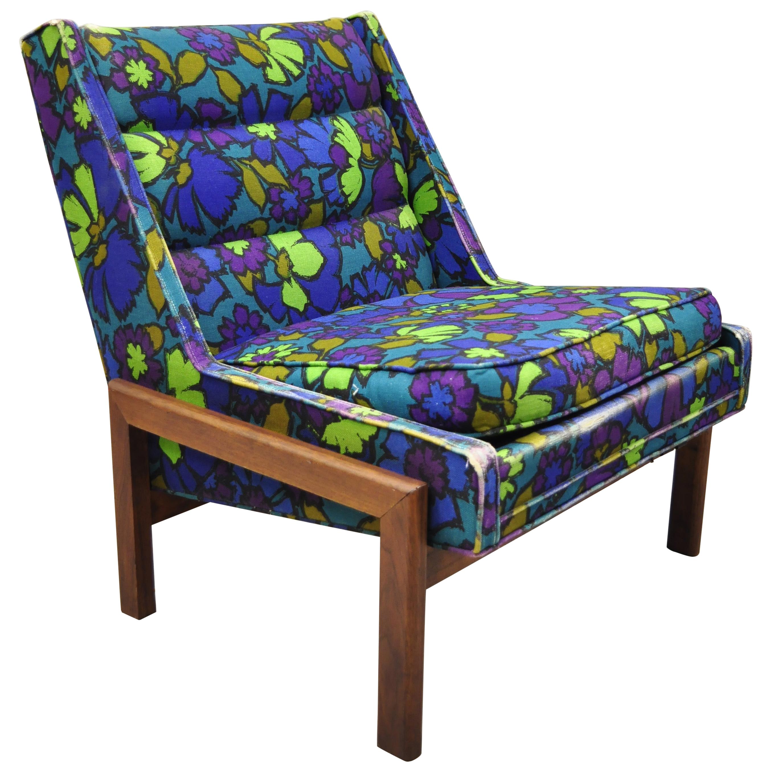 Mid-Century Modern Milo Baughman Walnut Frame Slipper Lounge Hiprest Chair