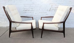 Mid Century Modern Milo Baughman Walnut Lounge Chairs