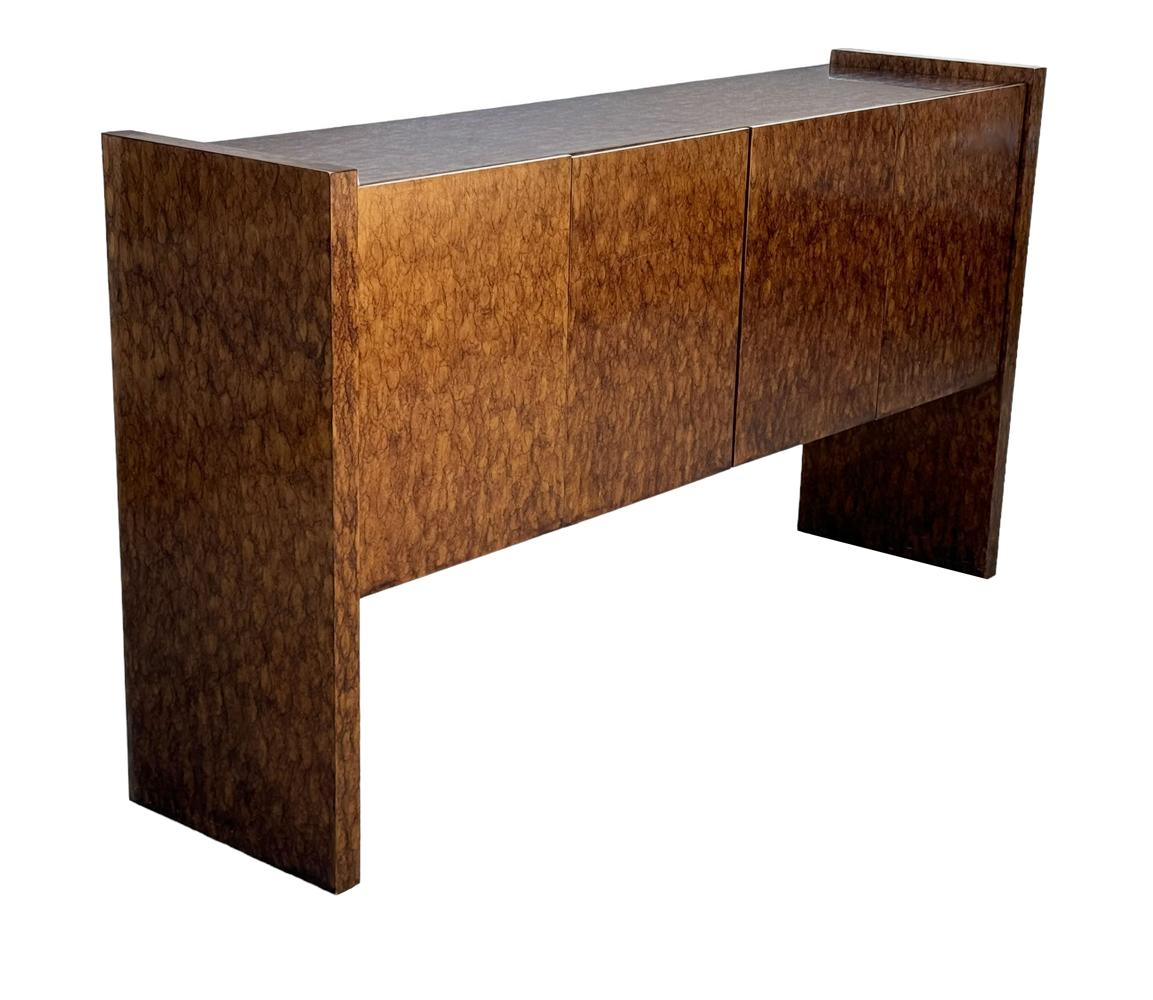 American Mid-Century Modern Milo Baughman with Burl Tortoise Shell Credenza or Buffet For Sale