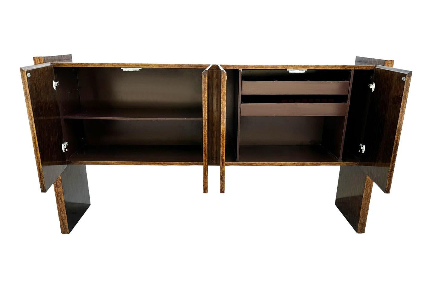 Late 20th Century Mid-Century Modern Milo Baughman with Burl Tortoise Shell Credenza or Buffet For Sale