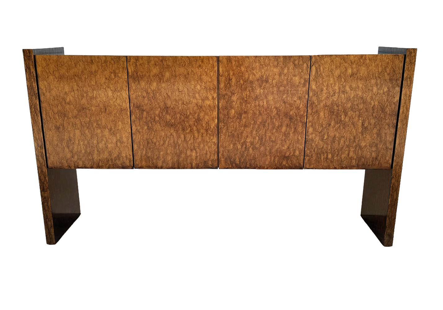 Wood Mid-Century Modern Milo Baughman with Burl Tortoise Shell Credenza or Buffet For Sale