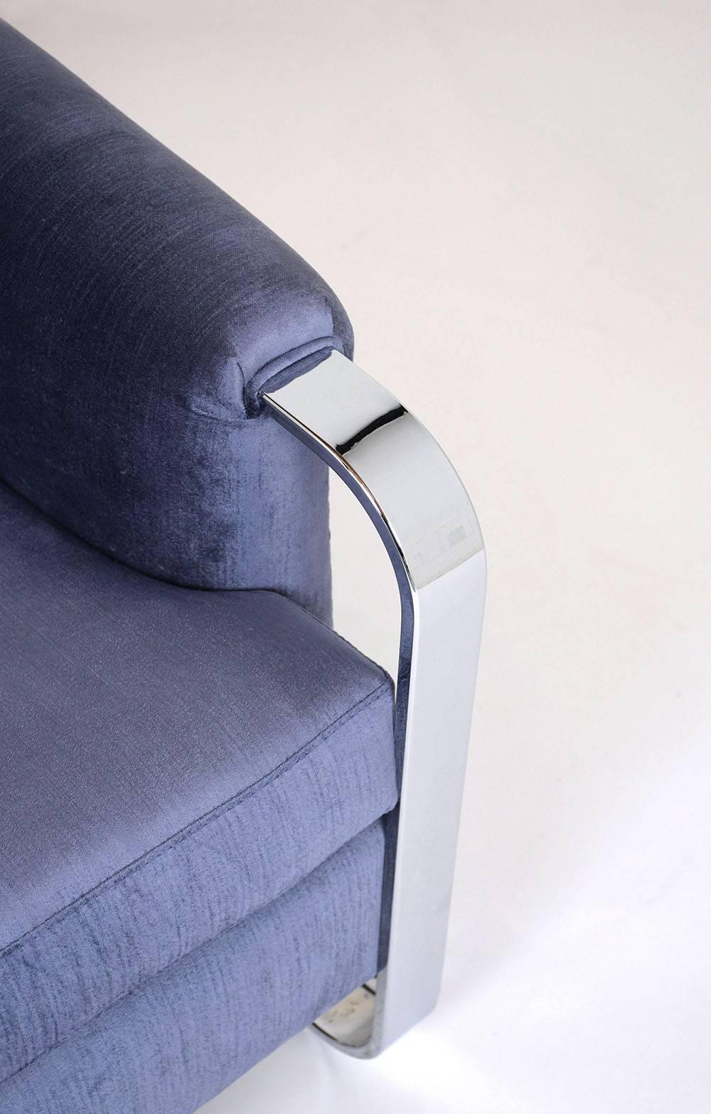 Milo Baughman Mid-Century Modern Velvet Sofa 1