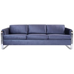 Milo Baughman Mid-Century Modern Velvet Sofa