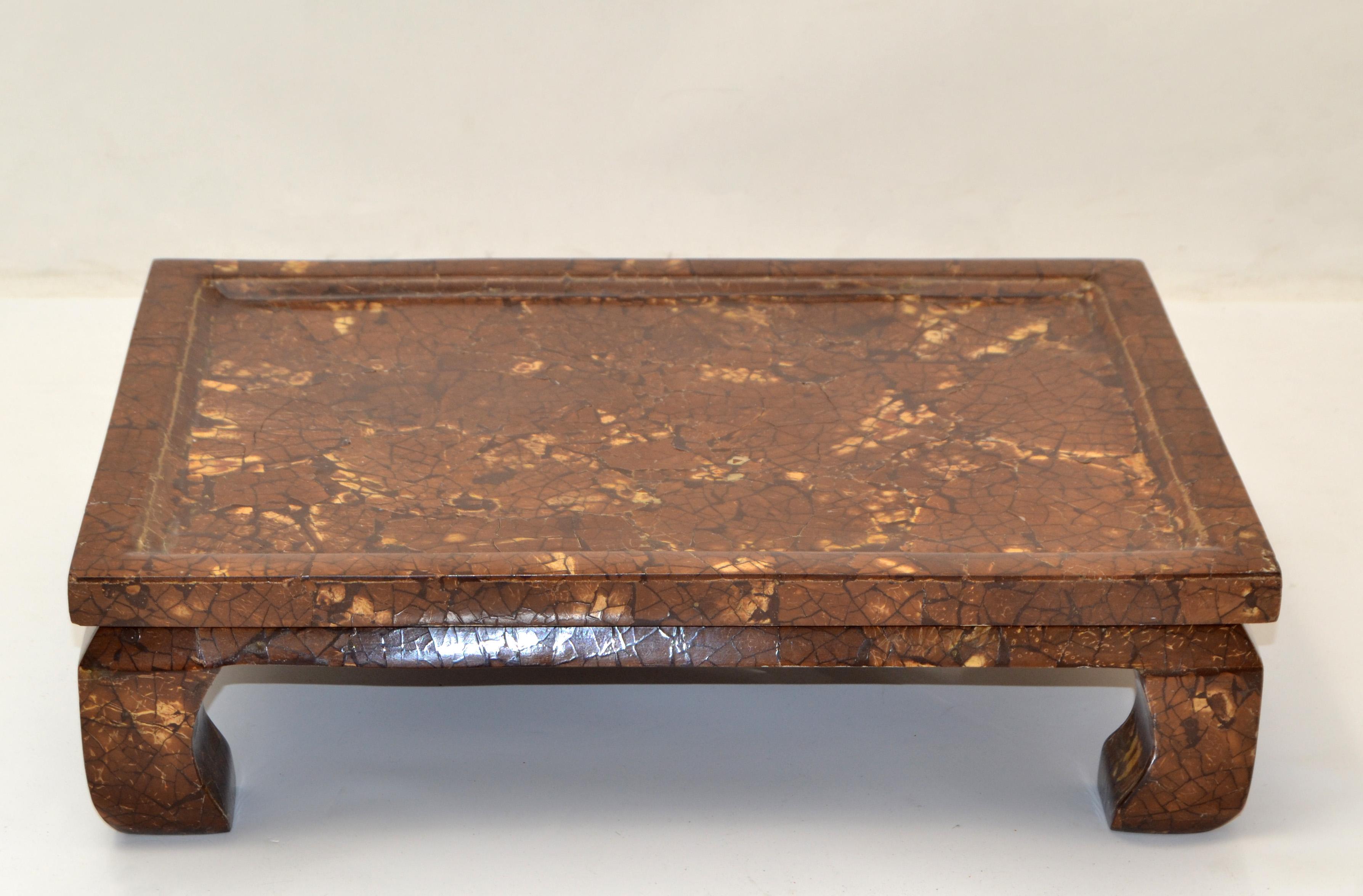 Hand-Crafted Mid-Century Modern Ming Style Coconut & Shell Table, Stand, Sculpture Platform For Sale