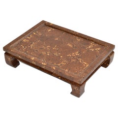 Table en forme de noix de coco et de coquillage de style Ming, support et plateforme de sculpture, mi-siècle moderne