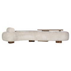 Mid-Century Modern Minho Beige Chenille and Oak Daybed, Handmade by Greenapple