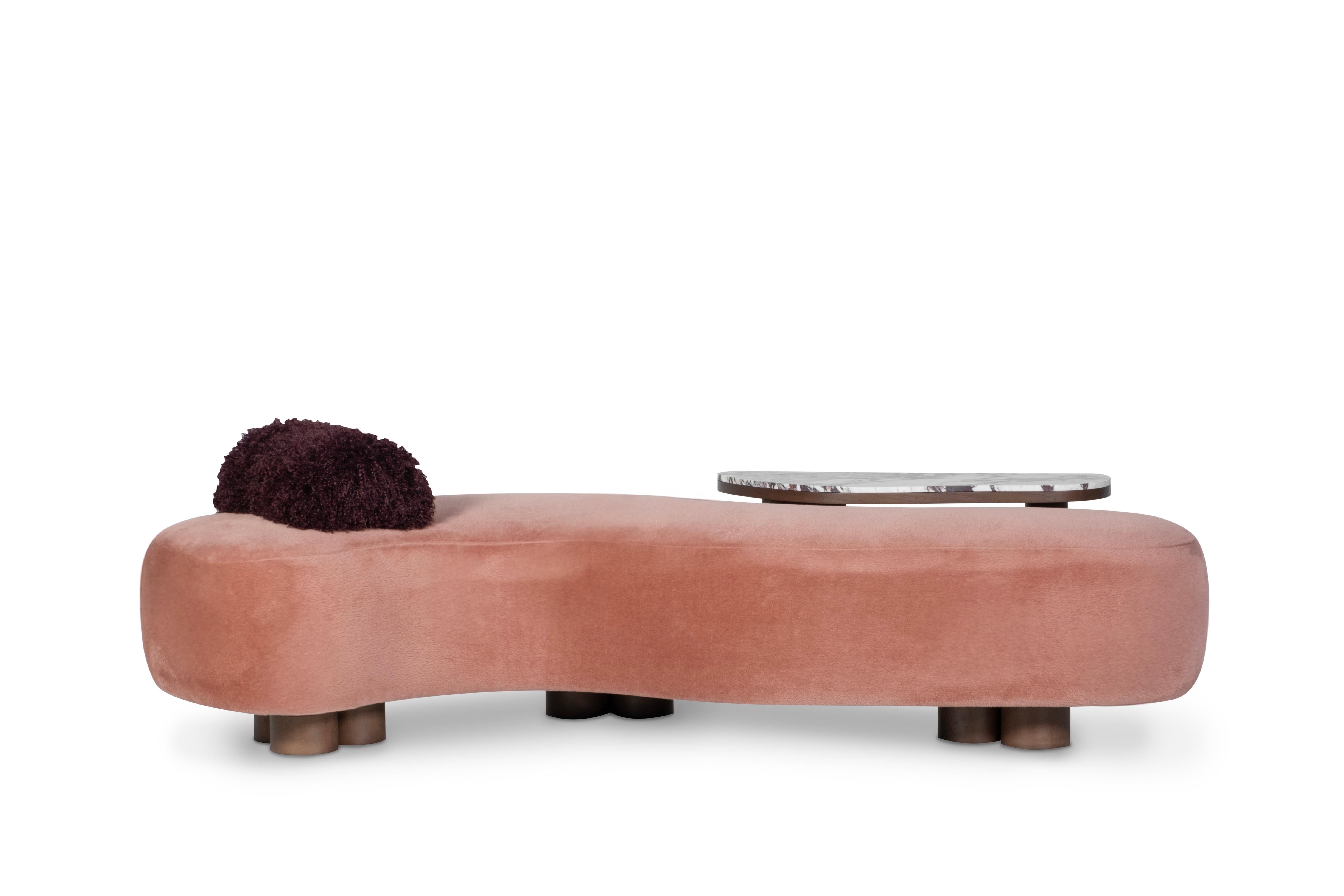 Mid-Century Modern Lit de jour Minho, moderne du milieu du siècle, Alpaga, Calacatta Viola, fait main Greenapple en vente