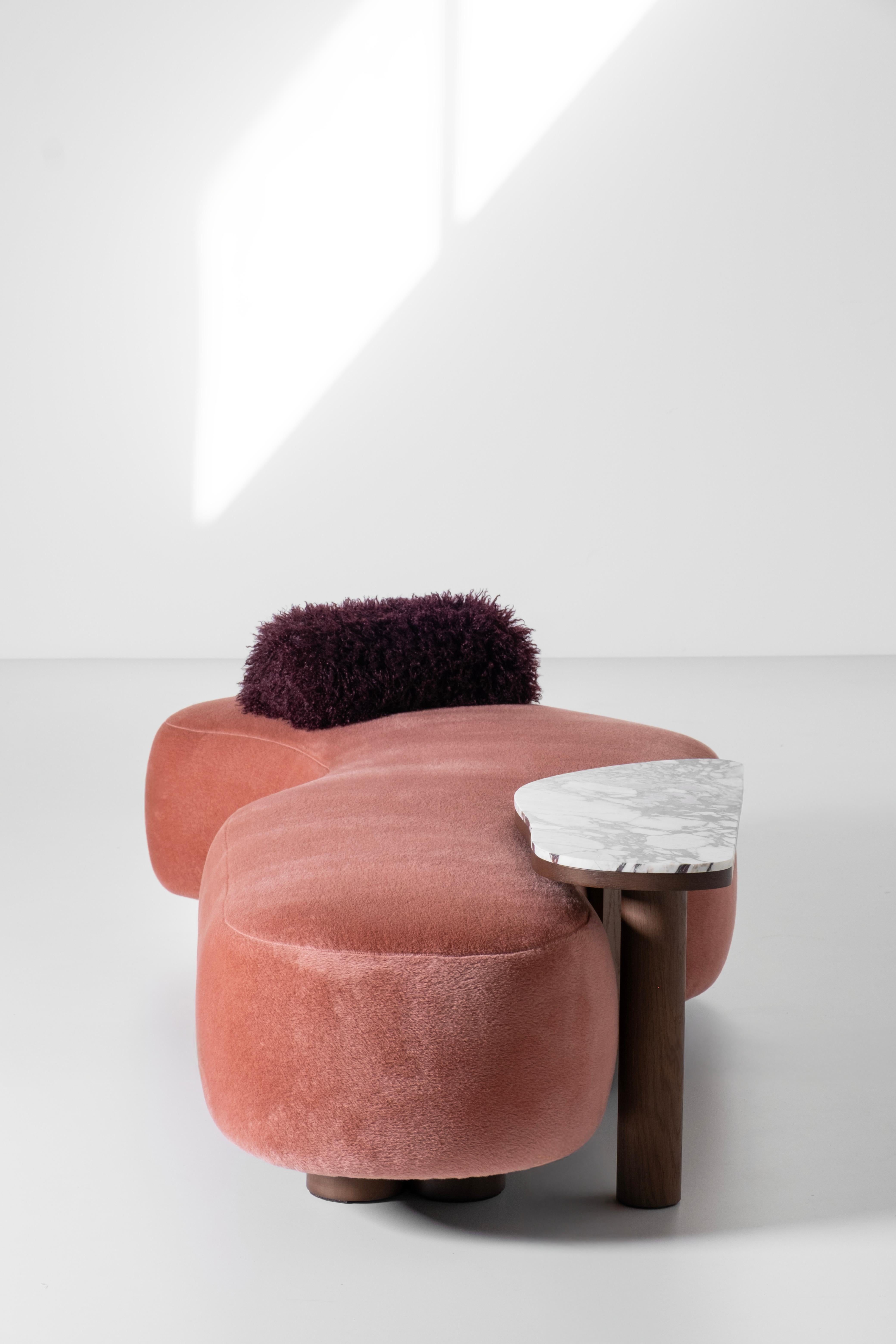 Cama de Día Minho Moderna de Mitad de Siglo, Alpaca, Viola Calacatta, Manzana Verde Hecha a Mano en venta 2