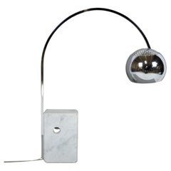 Used Mid-Century Modern Mini Arco Table Lamp Marble and Chrome, Castiglioni Style