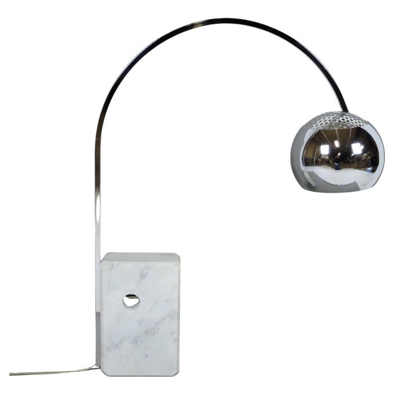 Mid-Century Modern Mini Arco Table Lamp Marble and Chrome, Castiglioni  Style For Sale at 1stDibs