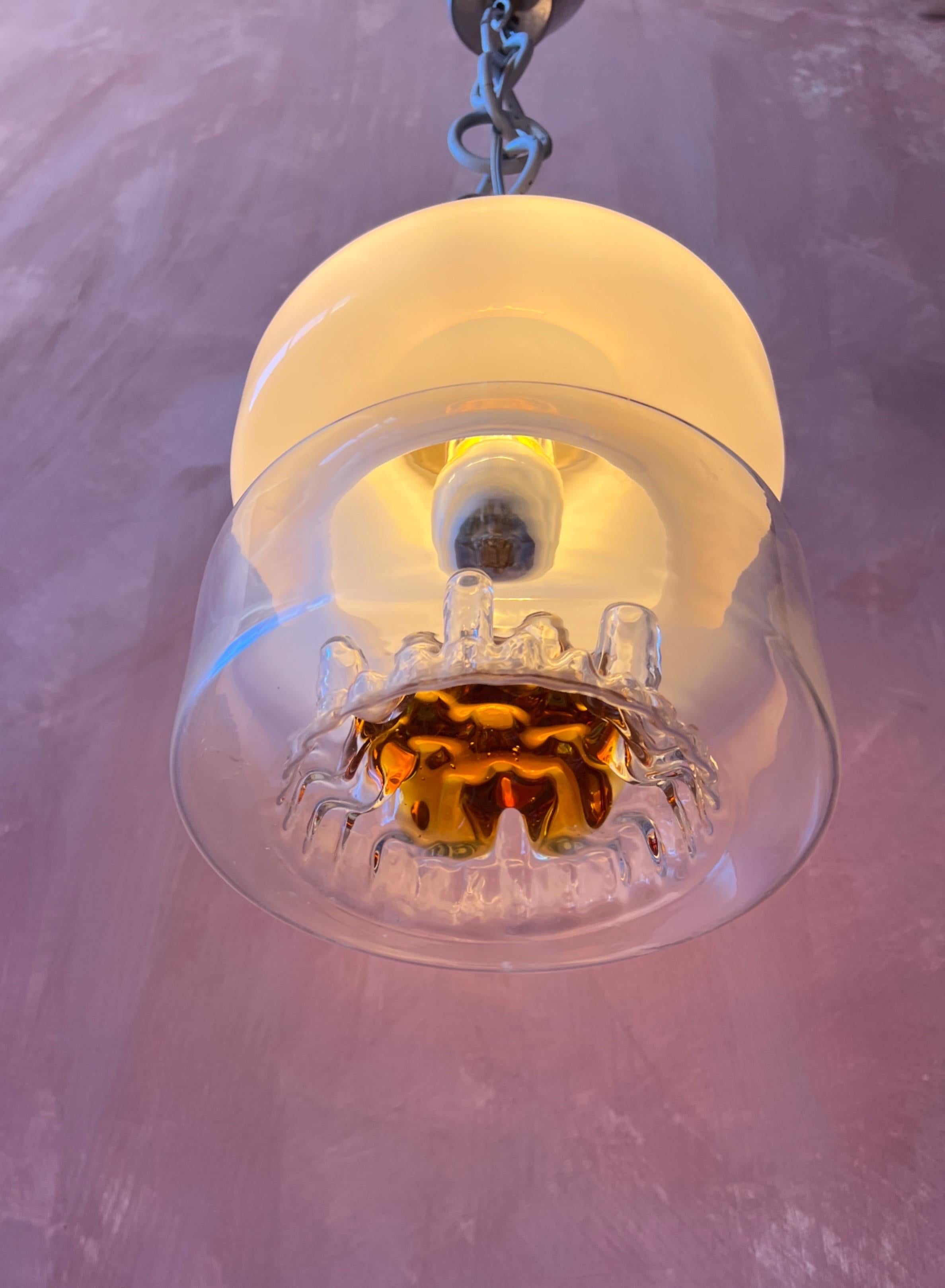 Mini-lampe suspendue en verre de Murano, moderne et du milieu du siècle, par Mazzega Murano Bon état - En vente à Palermo, PA