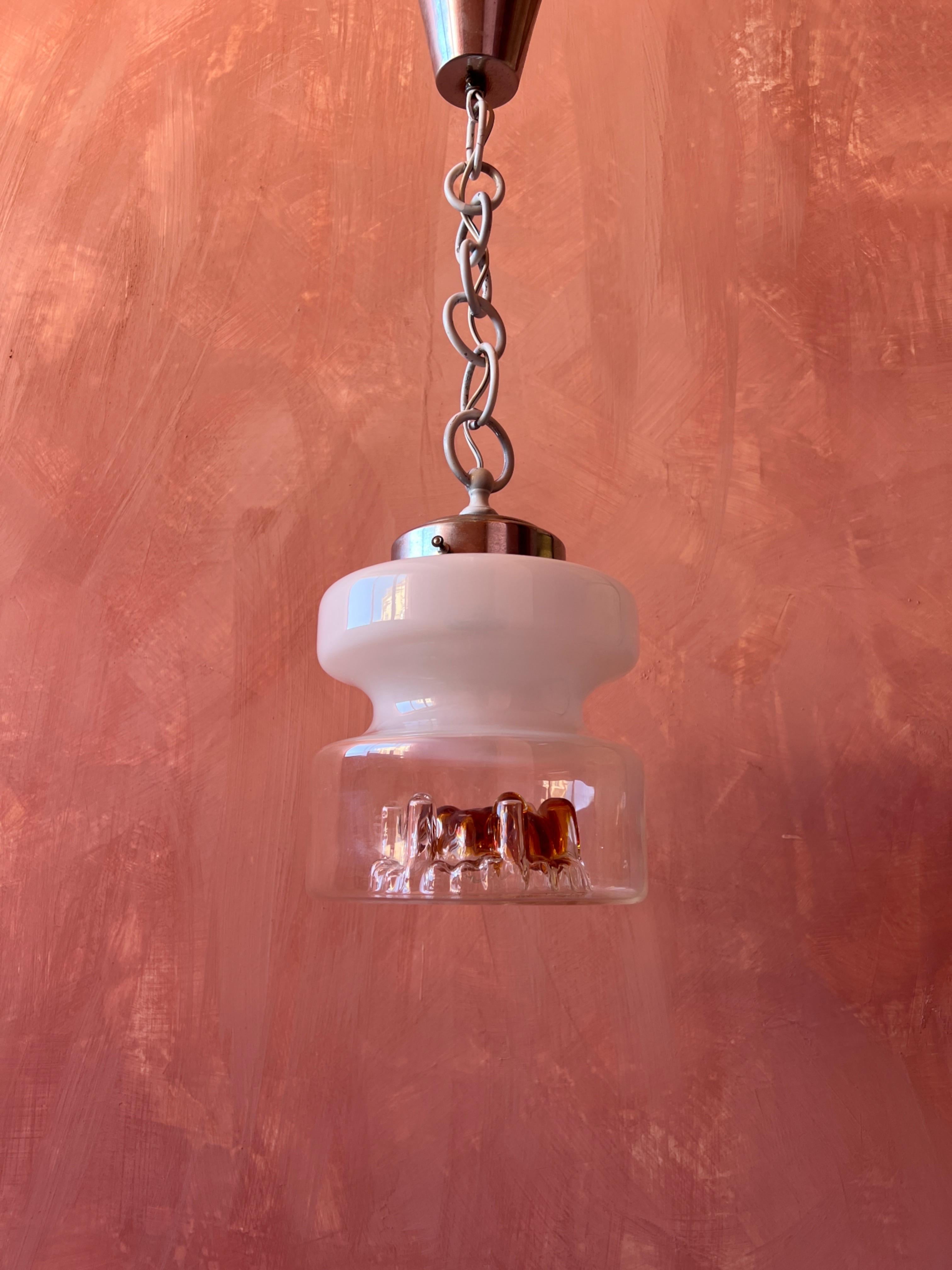 Mini-lampe suspendue en verre de Murano, moderne et du milieu du siècle, par Mazzega Murano en vente 2