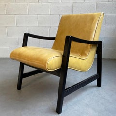 Mid-Century Modern Scoop Leather Lounge Chair By Jens Risom For Knoll