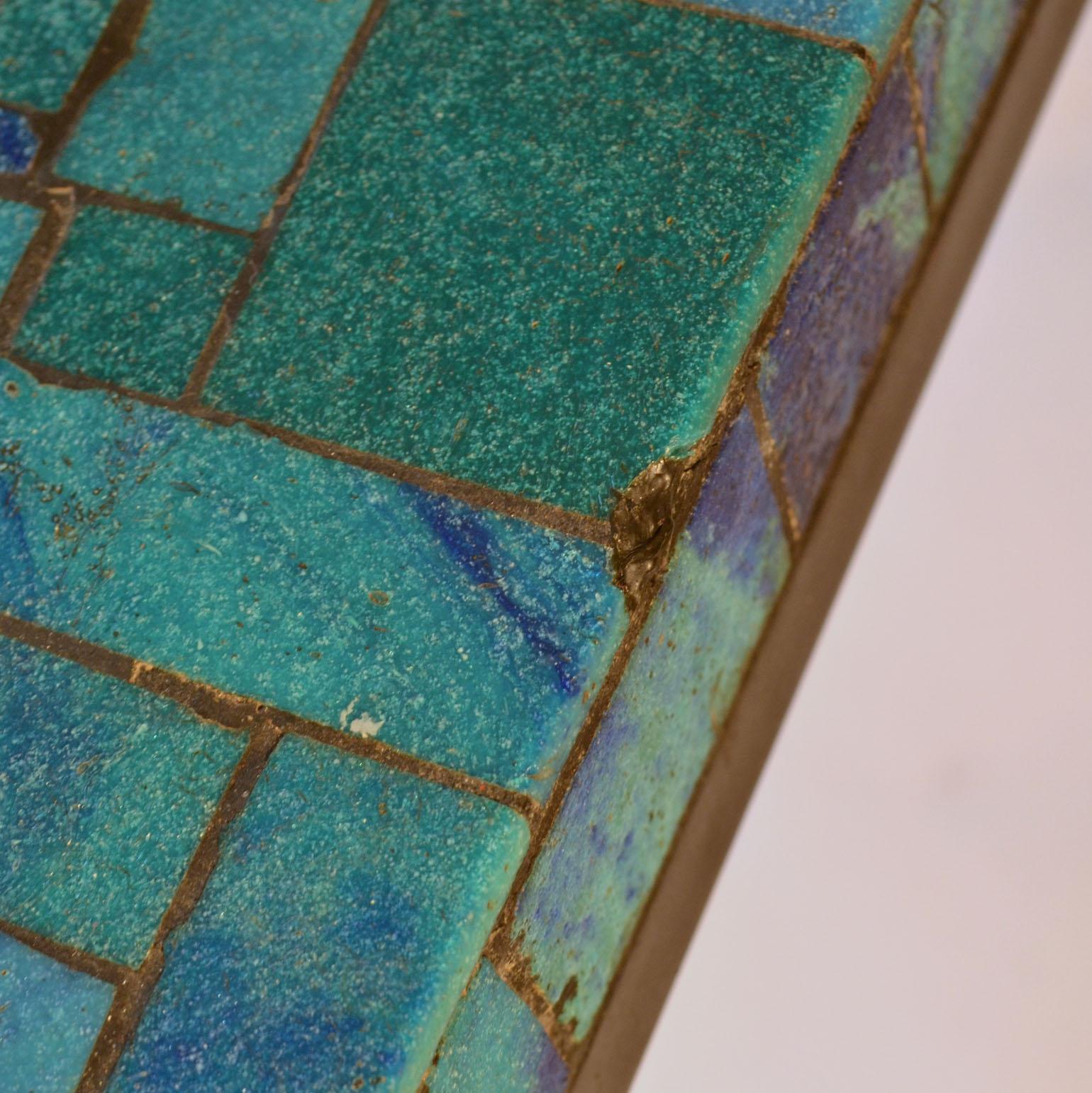 Mid-20th Century 1960's Turquoise Square Mosaic Coffee Table