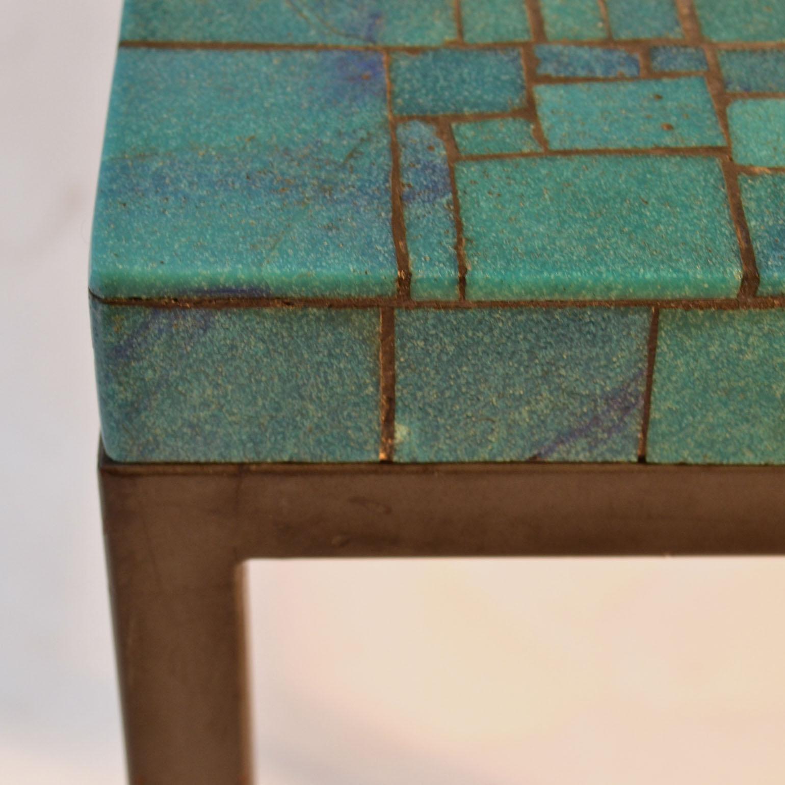 Mid-Century Modern 1960's Turquoise Square Mosaic Coffee Table