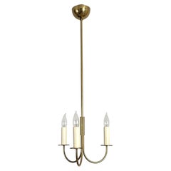 Mid Century Modern Minimalist 3 light Scandinavian brass chandelier Denmark 1960