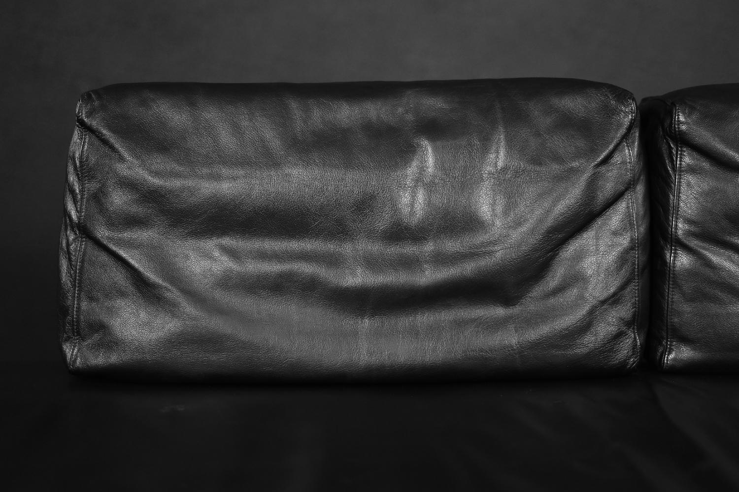 Mid-Century Modern Minimalist Black Leather Daybed Sofa with Tubular Steel Frame 6