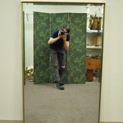 Mid Century Modern Minimalist Brass Tone Beveled Glass Mirror Paul McCobb Style