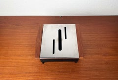 Minimalistischer Teelichtwärmer aus Metall und Teakholz, 1960er Jahre