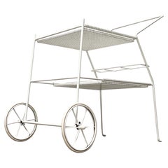 Minimalistischer Servierwagen aus perforiertem Metall aus der Jahrhundertmitte, 1960er Jahre