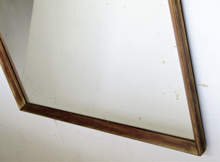 1960's Minimalist Giltwood Wall Mirror In Good Condition For Sale In Rochester, NY
