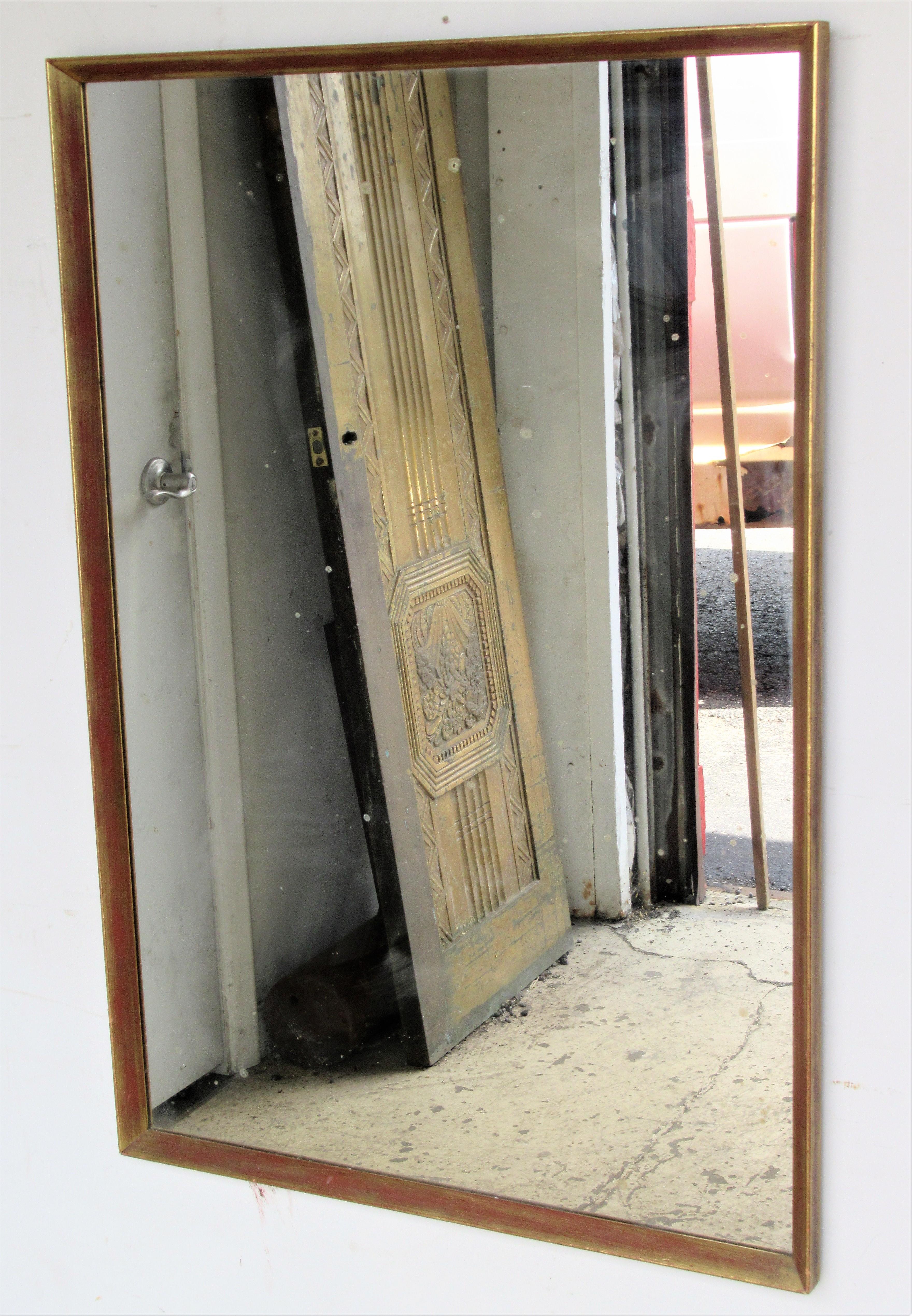 20th Century 1960's Minimalist Giltwood Wall Mirror For Sale