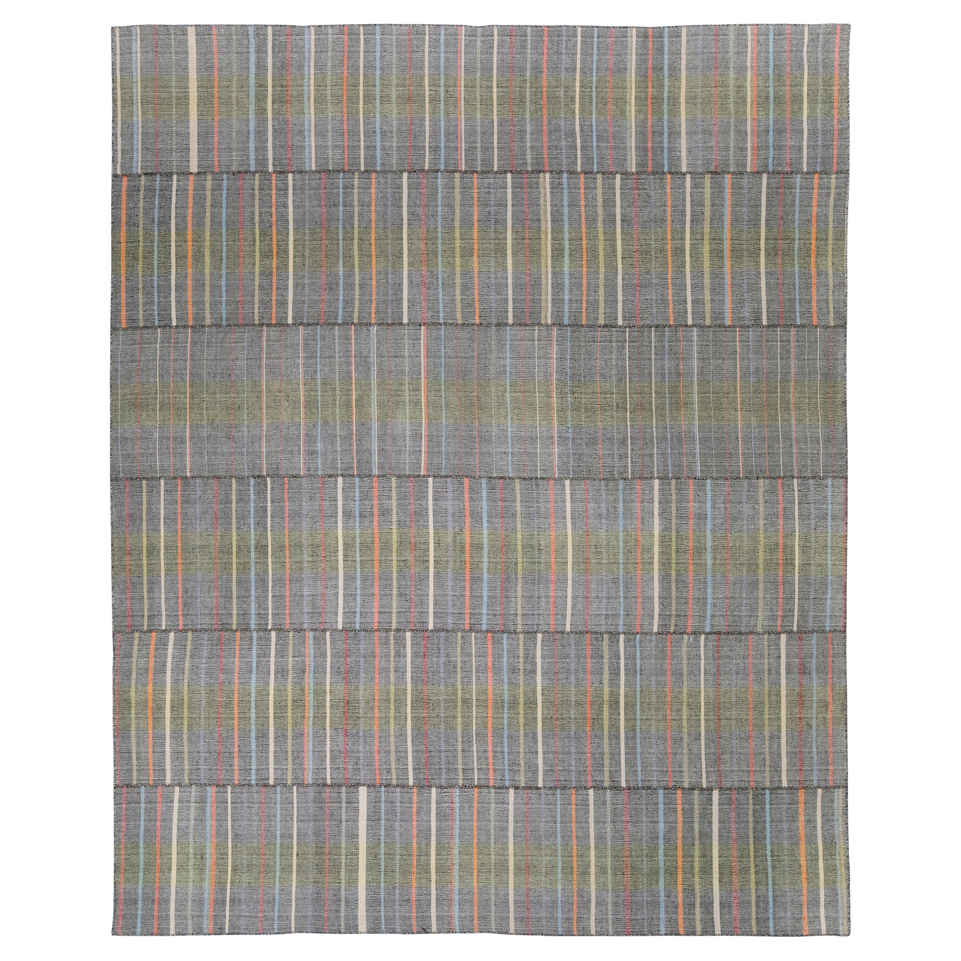 Tappeto Santiago Stripe Flatweave in multicolore, moderno e minimalista di metà secolo
