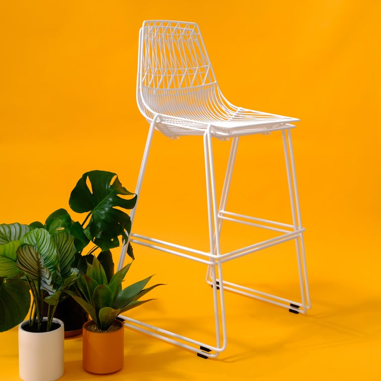 MidCentury Modern, Minimalist Stacking Bar Stool, Wire Stool in Black