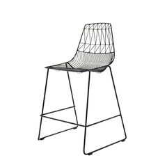 Mid-Century Modern, Minimalist Stacking Counter Stool, Wire Stool in Black