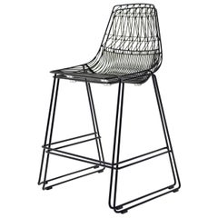 Mid-Century Modern, Minimalist Stacking Counter Stool, Wire Stool in Black
