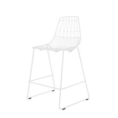 Mid-Century Modern, Minimalist Stacking Counter Stool, Wire Stool in White