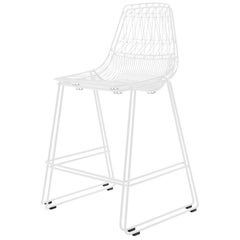 Tabouret de comptoir empilable du mi-siècle moderne, minimaliste, blanc, en fil de fer