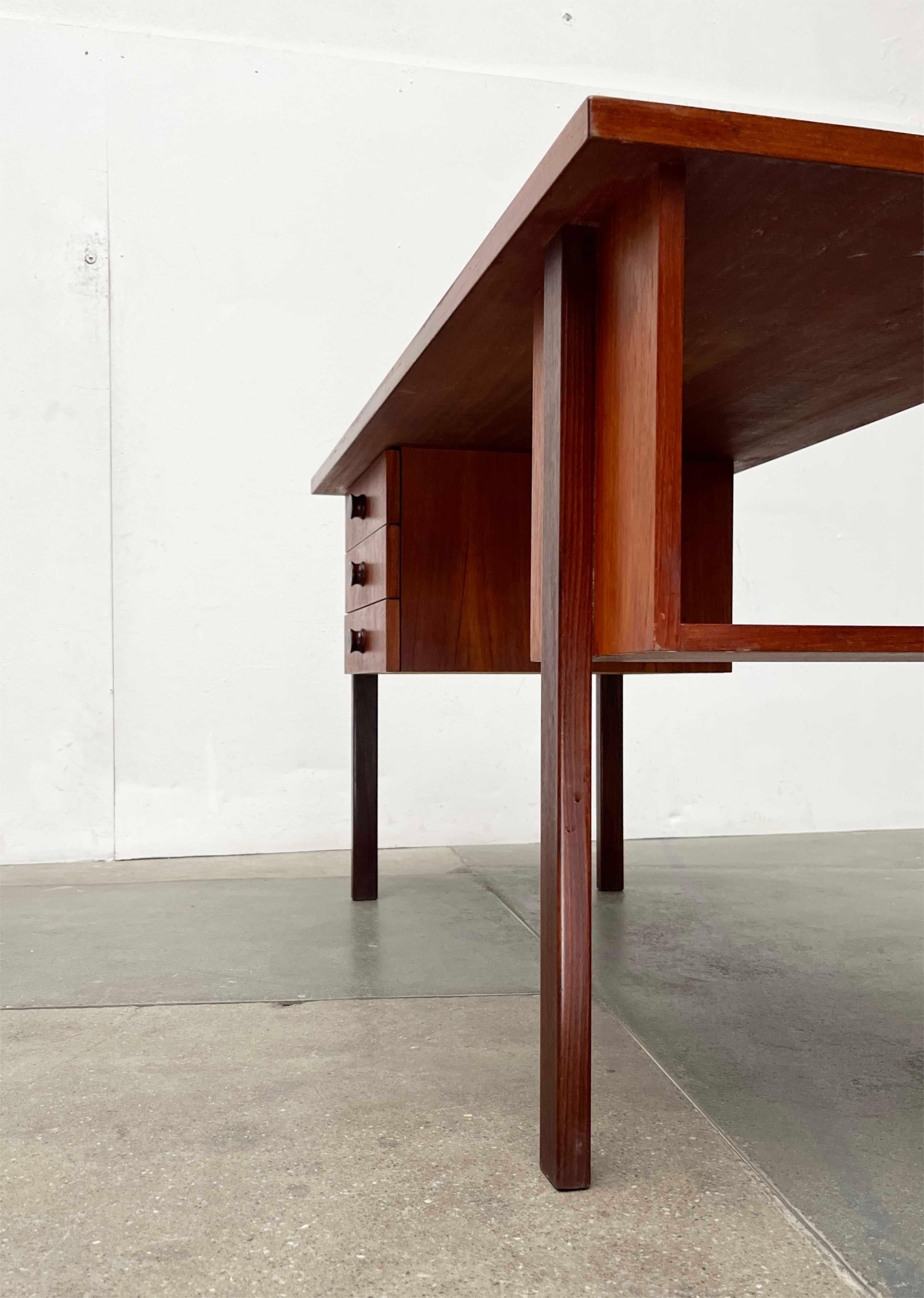 Mid-20th Century Mid-Century Modern Minimalist Teak Desk from Asko Finland, 1960s For Sale