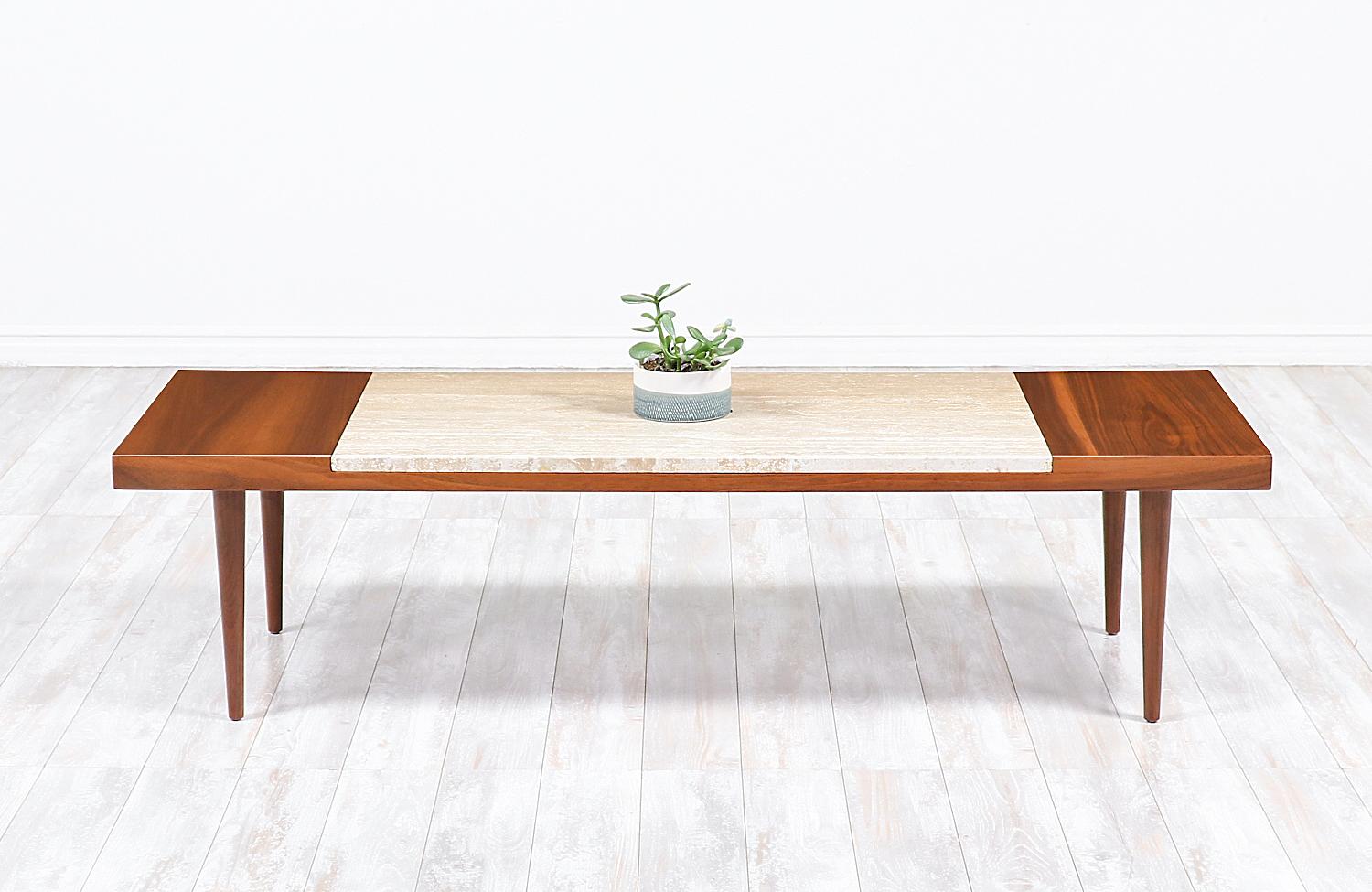 mid century travertine coffee table