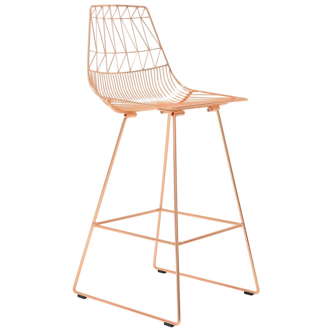 Mid-Century Modern, Minimalist Wire Bar Stool, in Copper by Bend Goods