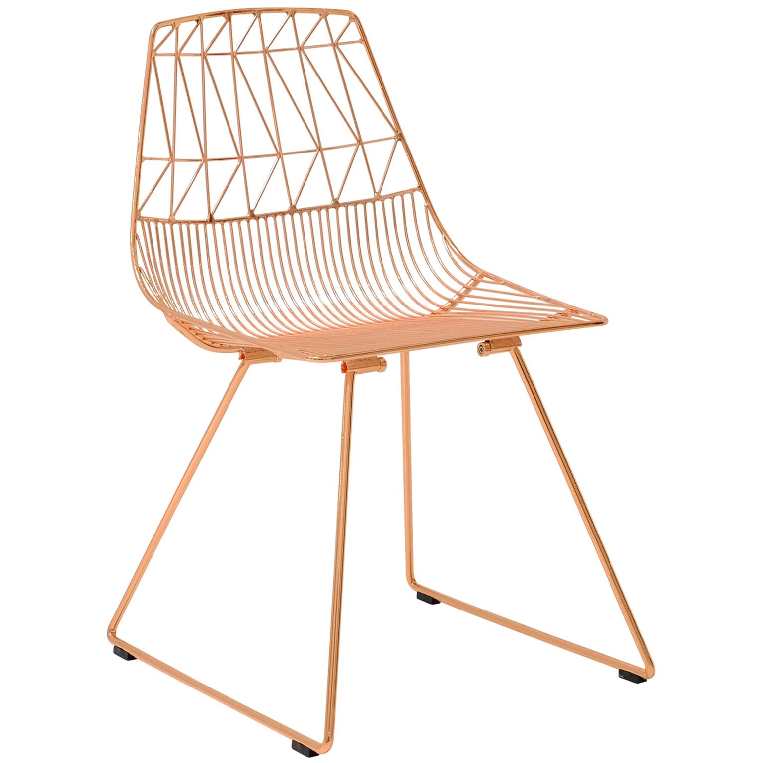 Minimalistischer Mid-Century-Modern-Drahtstuhl, Lucy-Stuhl aus Kupfer im Angebot