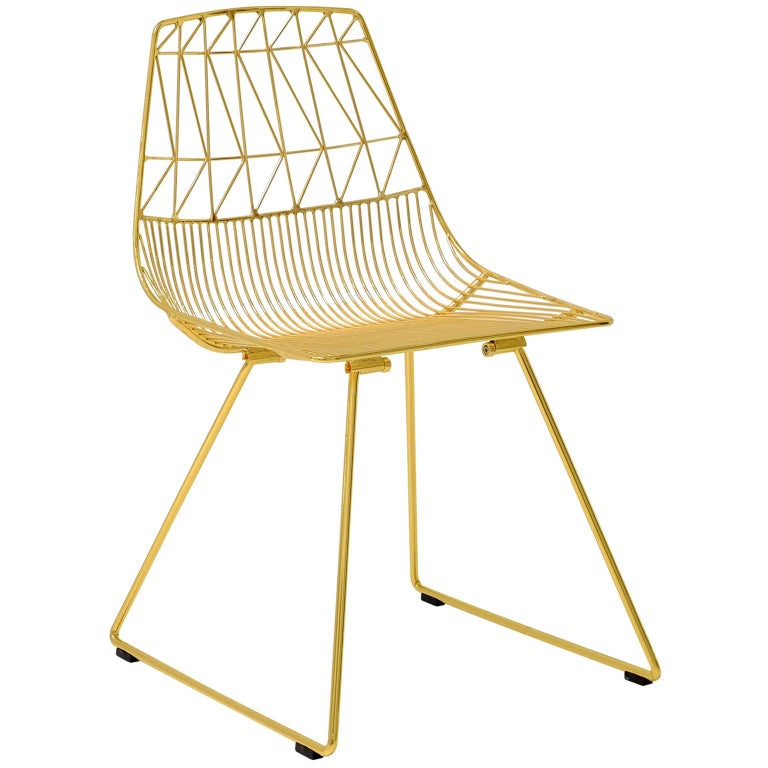 Mid-Century Modern, Minimalist Wire Chair, Lucy Chair in Gold For Sale at  1stDibs | gold wire chair, wire chair gold