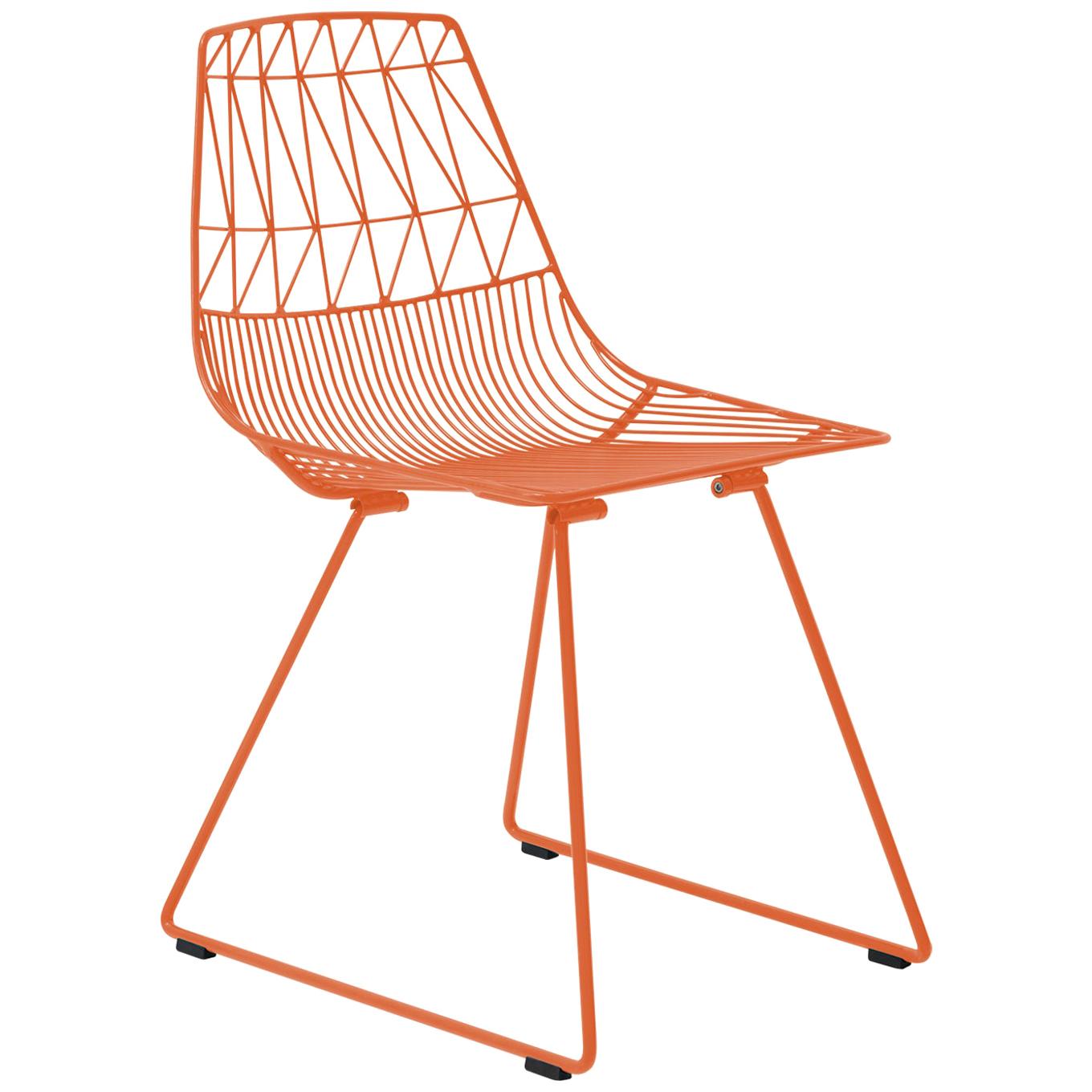 Chaise Lucy orange en fil métallique, moderne du milieu du siècle dernier, par Bend Goods